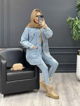 مانتو جین جیب کج