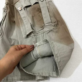 شلوار دخترانه جین بگ شافل زیتونی