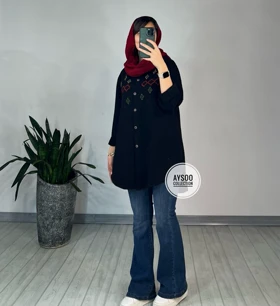 مانتو گلدوزی شقایق 1(ایراد دار)