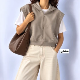 وست زنانه کلاه‌دار مدل 2101 (خاکی)