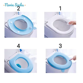 روکش فومی توالت فرنگی کد 5583(نارنجی کرم گل و پنجه)