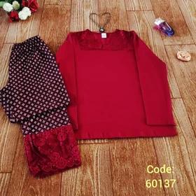 بلوز شلوار زنانه نرمال سکسن طرح گیپور 3