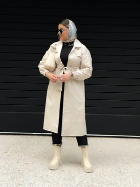 بارانی بلند کمرکش استخوانی 010102
