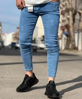 شلوار لی آبی روشن مردانه کد 1403ghk
