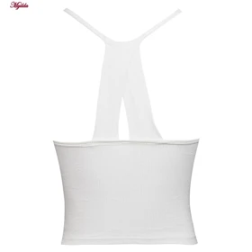 کراپ تاپ زنانه مدل پد ثابت رنگ سفید ماییلدا کد 5258-241