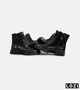 بوت مردانه چرمی مشکی ZARA مدل 6207