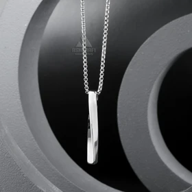گردنبند مردانه مینیمال Twisted Bar Necklace KS (نقرهای)
