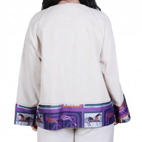 کت لینن یقه گرد آستین رگلان