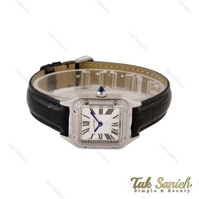 ساعت کارتیه سانتوس دومونت زنانه سیلور مشکی دورنگین Cartier-5678-L