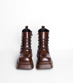 نیم بوت بنددار تک زیپ 4443 Pinki (قهوه ای)