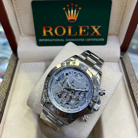 ساعت مچی اسکلیتون رولکس 16233 طرح سه موتور نقره ای