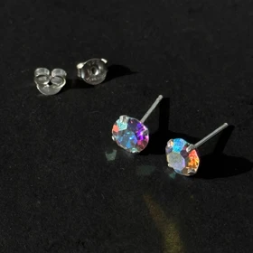 گوشوارع نگین هولوگرامی نقره