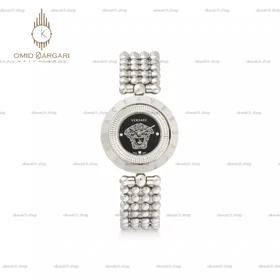 ساعت مچی ورساچه قاب چرخشی بند سیلور صفحه مشکی Versace