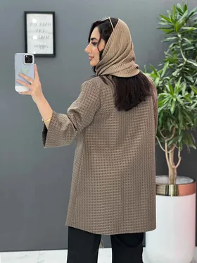 مانتو ژاکارد حصیری یقه گرد