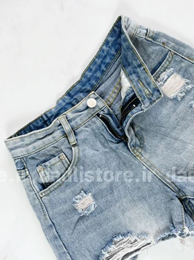 شورتک کوتاه جین زاپ‌دار پاچه ریش دار