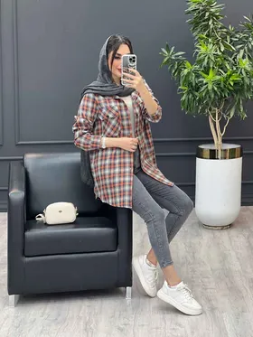 مانتو چهارخونه دو جیب پاکتی