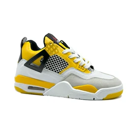 کفش کتانی ساق‌دار مردانه سفید زرد Nike air jordan 4