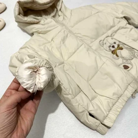 کاپشن خارجی دخترانه طرح خرس نباتی