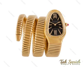 ساعت بولگاری ماری زنانه طلایی مشکی نگین‌دار Bvlgari-4022-L