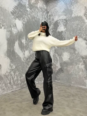 شلوار کارگو چرم