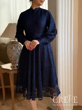 پیراهن گیپور کمربند دار