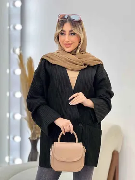 مانتو دو دکمه آستین برش‌دار