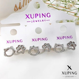 گوشواره ژوپینگ طرح گربه و پنجه نگین‌دار