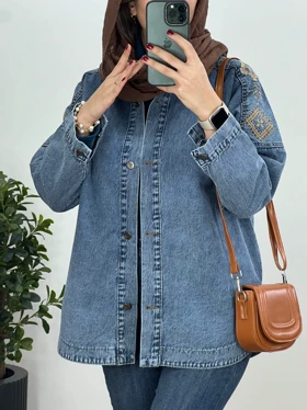 کت جین گلدوزی باران(ایراد دار)