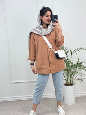 مانتو کتان جیب پایین