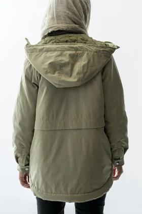 بارانی کلاه دار آستین رگلان زنانه