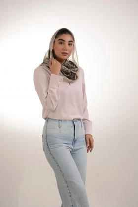 شومیز جلو بسته یقه شکاری (صورتی)