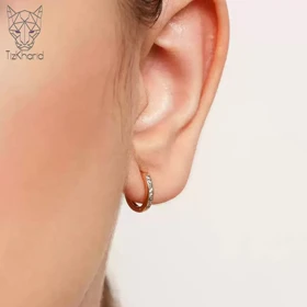 گوشواره حلقه‌ای مینیمال دایموند ژوپینگ