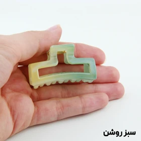 کلیپس دخترانه مدل مستطیلی کوچک دو رنگ (سبز کم رنگ)