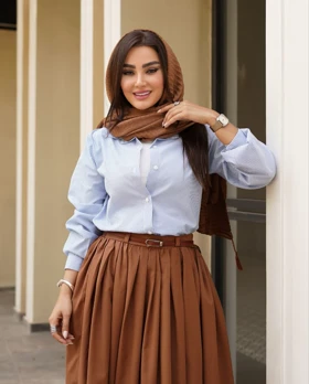 شومیز داکرون و دامن لینن پلاس ترند