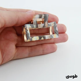 کلیپس دخترانه فلزی طرح مستطیلی آبرنگی کوچک (طوسی)