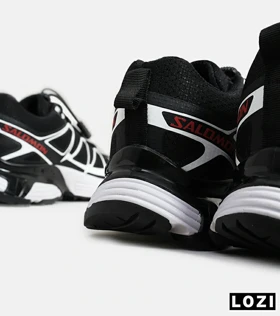 کفش کتانی مشکی سفید قرمز Salomon xt-6