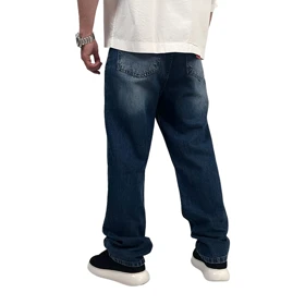 شلوار جین بگ مردانه آبی مدل براش