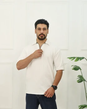 تیشرت نیم زیپ ژاکارد مردانه 0894