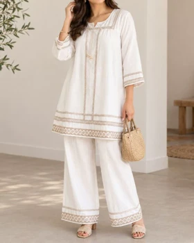 تونیک و شلوار زنانه هندی طرح سنتی M7632