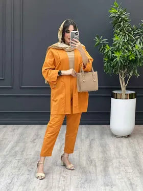 ست مانتو و شلوار بغل چهار دکمه