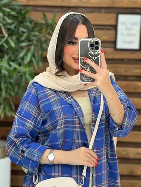 مانتو چهارخونه تک جیب آستین پاگن