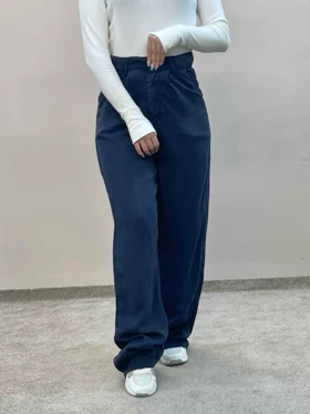 شلوار سیلک فولبگ سورمه ای 3724