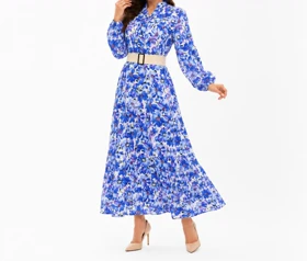 پیراهن نخی زنانه گل‌دار پریماه