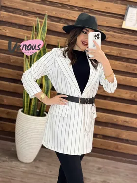کت راه راه یقه انگلیسی