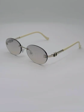 عینک آفتابی زنانه بیضی ترند شنل CAHNELمدلSG-0025-Oval Rimless Glasses (نقره‌ای)