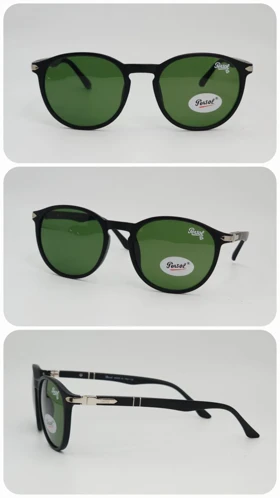 عینک آفتابی مردانه و زنانه پرسول Persol Po3222 ضد اشعه UV400 (فریم مشکی، عدسی‌ها سبز)