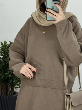 ست سارافون بلند و پلیور بافت شیدا 2