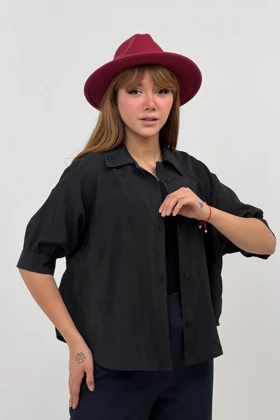 شومیز مودال یقه پاگون (مشکی)