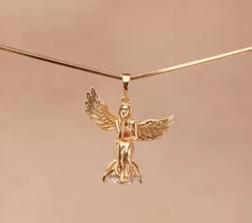 کد 0006 پلاک فرشته طلایی با زیره الماس ژوپینگ(بدون زنجیر)