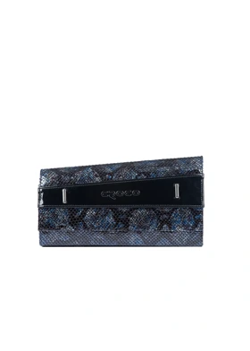 کیف مجلسی زنانه چرم کروکو مدل مائورا new (مشکی-سرمه‌ای)